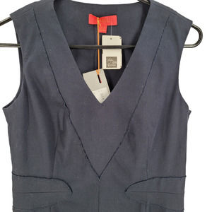 LaVia Woman's Sleeveless‎ Navy Dress Size 44 (8) 97% cotton 3%Elastane NWT